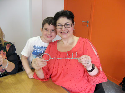 A wire sculpture of a giant key!